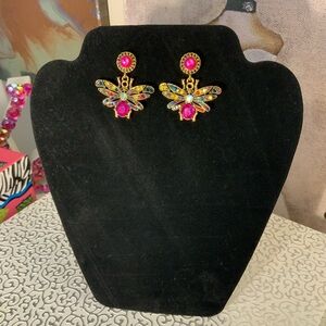 Colorful Butterfly Earrings with Pink Accents